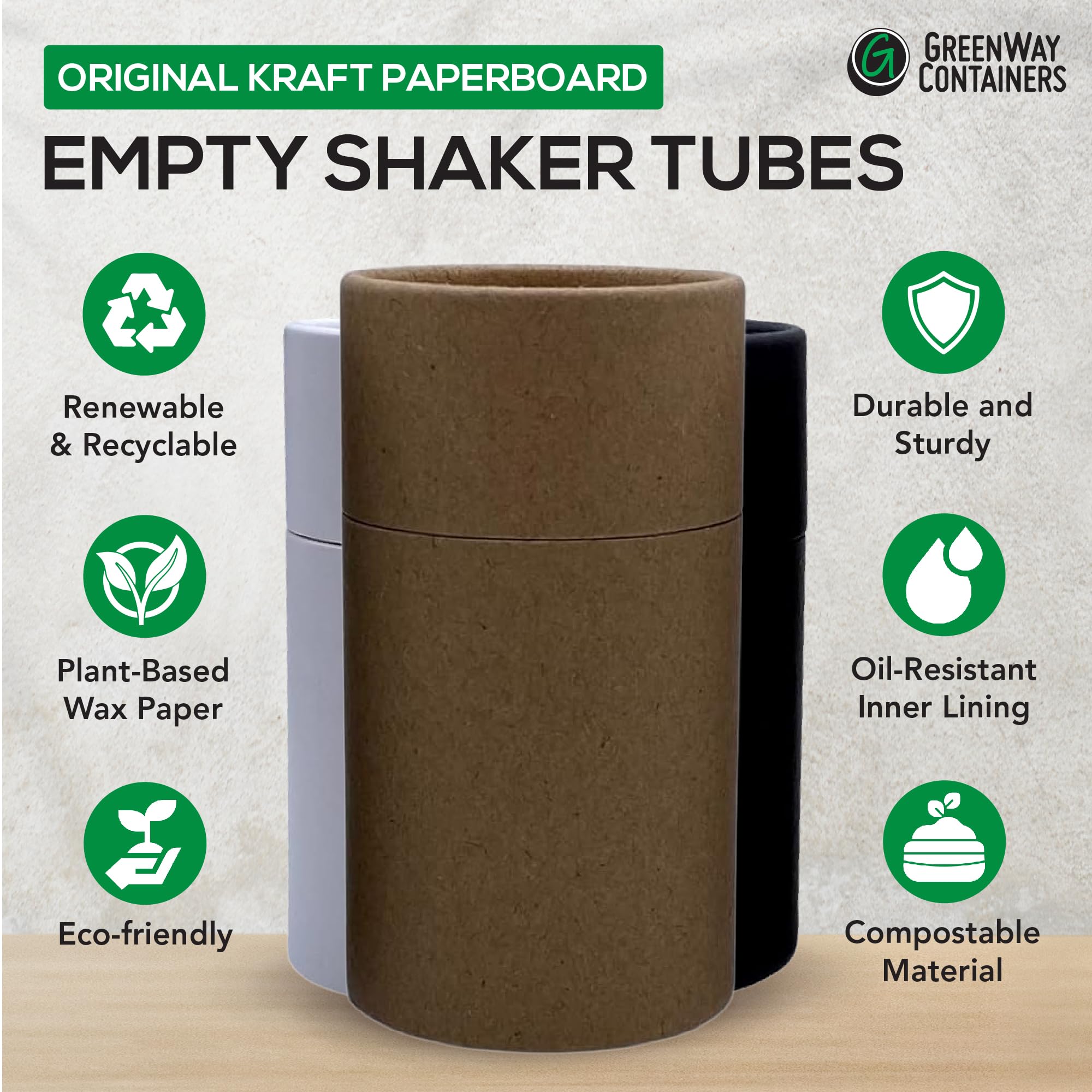 Amazon.com: GreenWay 2oz / 60g Small Kraft Paper Shaker Tubes with